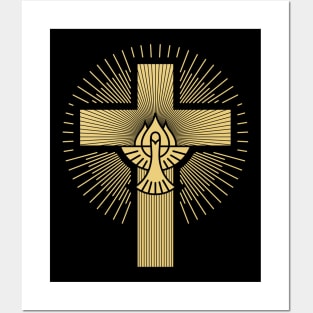 Christian cross and dove - a symbol of the Spirit Posters and Art